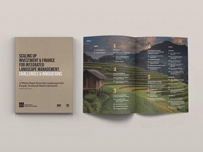 LPFN - Landscapes for People, Food and Nature booklet branding design initiative landscapes nature print white paper