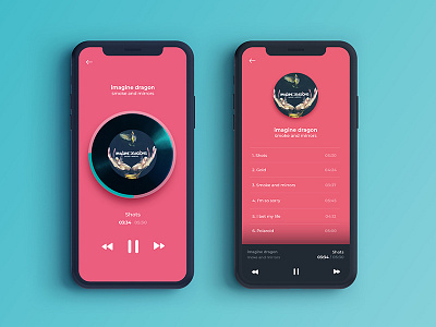 Audio Player app app audio player music pink player ui design vibrant