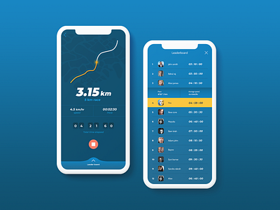 Getactive Runriot app fitness mobile app design player running app tracking ui design uiux