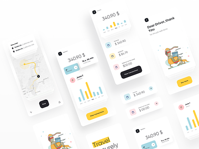 Taxi App UI design illustration mobile app sketch taxi app typography ui