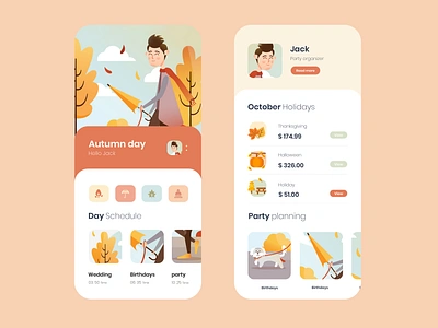 mobile app autumn halloween holidays illustration mobile app party party planing photoshop cc ui ux