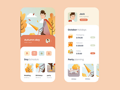 mobile app autumn halloween holidays illustration mobile app party party planing photoshop cc ui ux