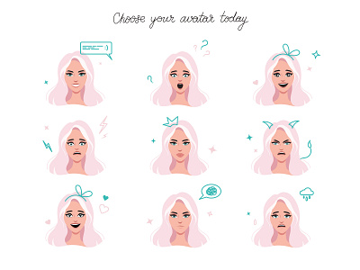 Vector sticker pack with different emotions