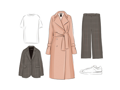 Fashion illustration autumn look fashion fashion illustration fashion look illustration look raster sketch stylish trench