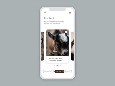 Goat Rental Mobile Application Design design goat graphic graphic design interface interfacedesign mobile app mobile app design mobile interface mobileapp mobileappdesign rental ui uidaily uidesign ux uxdesign