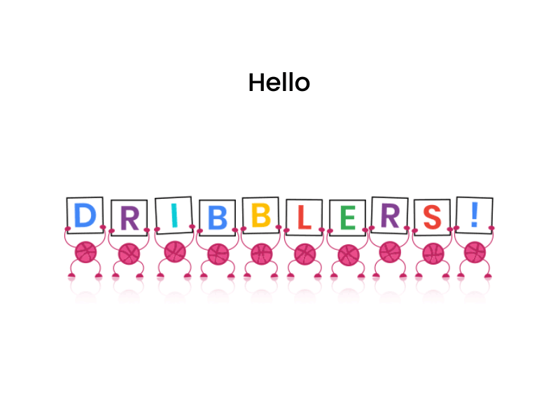 Hello Dribblers animation design excited first shot flat happy hello dribble vector