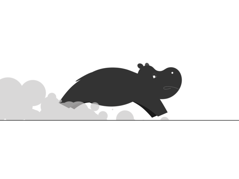 Hyper Hippo 2d animation angry animal animation character design design hippo hippopotamus illustration loop running