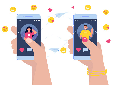 Dating momile app character dating app datingapp design flat icon illustration internet mobile ui vector