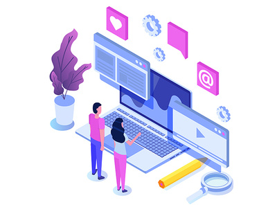 Web seo optimization illustration concept isometric.