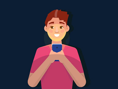 Man Using Smartphones 2d character character concept design flat icon illustration internet people phone smartphone technology vector