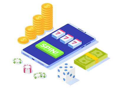 Isometric Online Gambling concept gambling game icon illustration internet isometric phone ui vector
