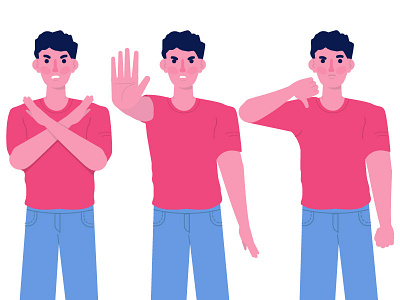 Man character with negative gestures. character concept design flat illustration man negative gestures people vector