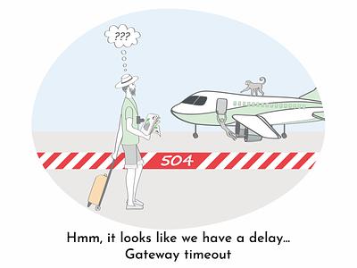 Hapimag New Customer Experience / 504 error page 504 error airplane delay error page gateway timeout hapimag illustration uidesign