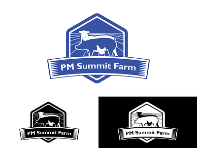 PM Summit Farm Logo animals logo blue brand branding design farm logo vector vintage badge vintage logo