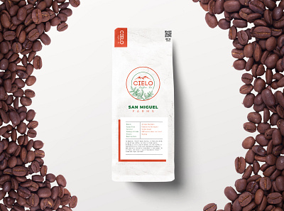 Coffee Label abstract branding cielo coffee design food label minimal modern packaging red typography