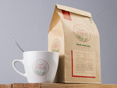 Coffee Label beverage branding cielo coffee design food label minimal modern mug packaging typography