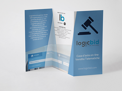 Logicbid Trifold Brochure bid blue brochure brochure design brochure mockup brochure tri fold design hammer modern online press print trifold white