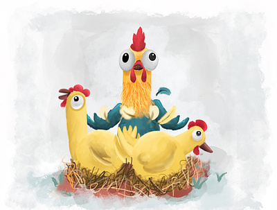 Family time cute deepak 96mill eggs hens illustraiton indian illustrator painting pet unfinished