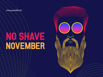 No Shave November deepak 96mill dribbble illustraiton indian illustrator linocut neon colors no shave november
