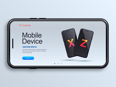 Two smartphones android app application banner design device ecommerce interface iphone landing page mobile phone shop smartphones two ui ux vector website