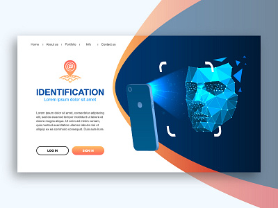 Face recognition ai face identification recognition site smartphone technology ui ux vector web