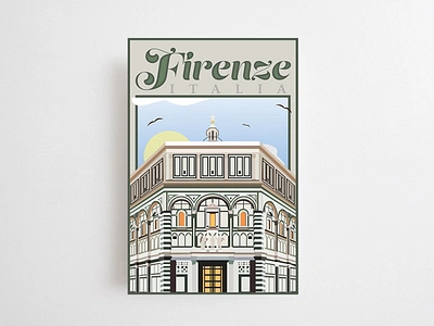 Postcard of a Place You Wish to Travel (Dribbble Weekly Warmup) adobe illustrator baptistry dribbble dribbbleweeklywarmup dribbleartist firenze florence graphic design illustration illustrator italy postcard postcard design postcards renaissance typography vector vector art