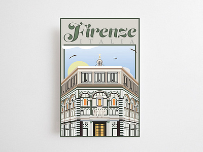 Postcard of a Place You Wish to Travel (Dribbble Weekly Warmup) adobe illustrator baptistry dribbble dribbbleweeklywarmup dribbleartist firenze florence graphic design illustration illustrator italy postcard postcard design postcards renaissance typography vector vector art