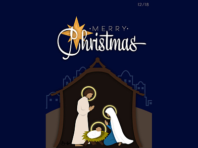 2018 Christmas Card adobe illustrator card design christmas christmas card illustration illustrator merry christmas nativity vector vector art