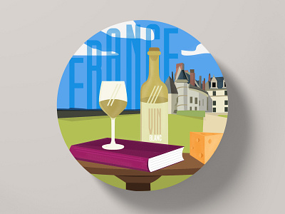 Le Vin à Loire Coaster adobe illustrator chateau coaster coaster design coasters france french graphic design illustration illustrator vector vector art wine wine bottle wine branding
