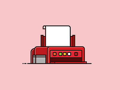 Red Printer flatdesign icon illustration outline printer vector