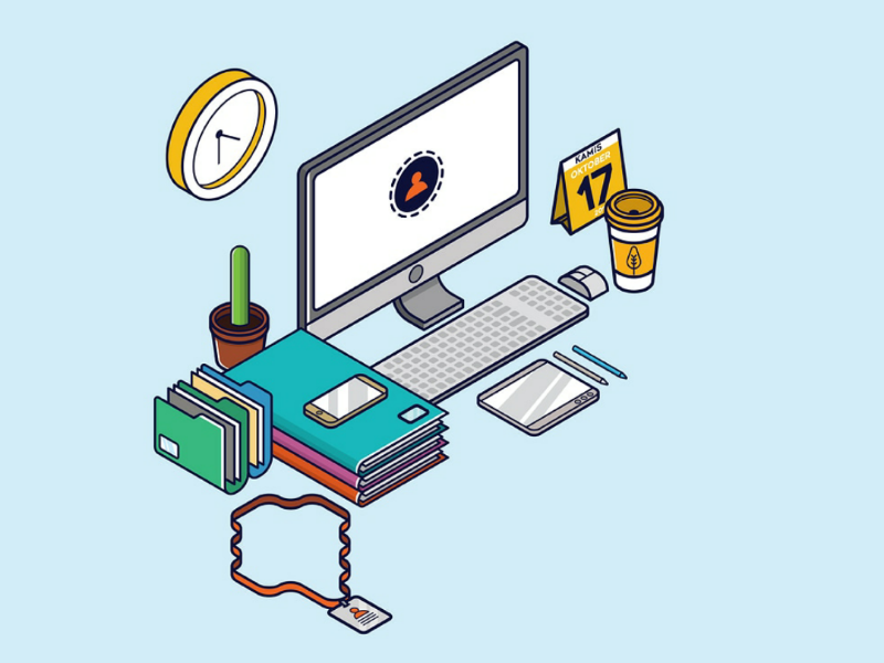 Daily struggle illustration outline lineart isometric flatdesign vector illustrator
