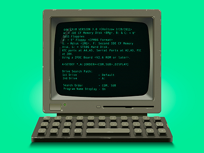 Retro computer 3d computer icon retro terminal