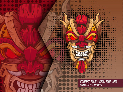 Tiki Totem Mask Wooden design esport illustration print traditional vector