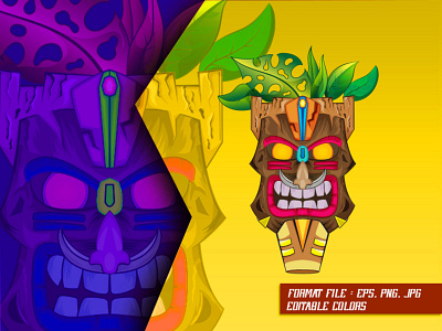 Nature Tiki Mask Totem cartoon design esport illustration island vector