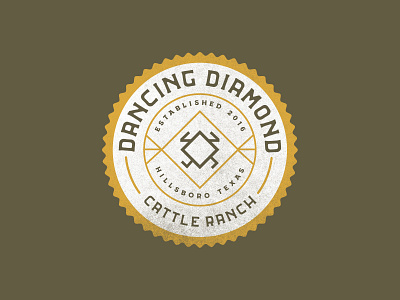 Dancing Diamond Ranch Logo Concept - Round II badge branding cattle illustration logo patch texas