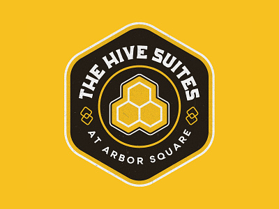 The Hive Logo Concept II badge bee branding design honeybee honeycomb illustration logo patch texas