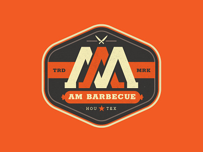 AM Barbecue Logo Concept badge barbecue bbq brand branding design houston illustration logo patch texas