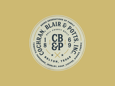 Cochran Blair & Potts Artwork Concepts | Mark II badge belton branding department illustration logo patch store texas