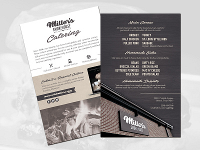 Miller's Smokehouse Catering Leave-Behind catering menu millers smokehouse