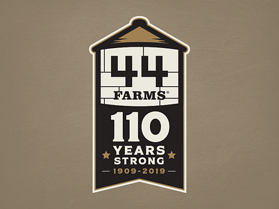 44 Farms Anniversary Badge angus anniveraary cattle commemorative farm feedbackplease grain ranch silo texas