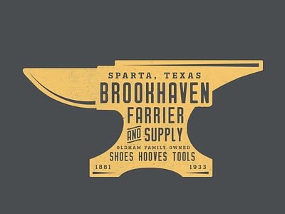 Brookhaven Farrier & Supply anvil badge blacksmith farrier logo patch supply texas
