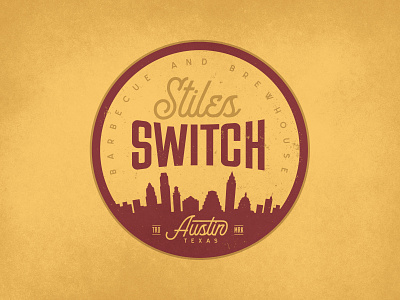 Stiles Switch T-Shirt Concept Art apparel austin badge barbecue bbq city illustration logo patch texas tshirt