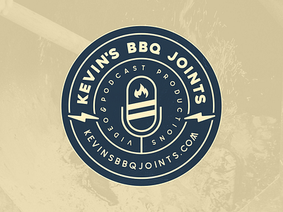 Kevin's BBQ Joints Logo Concept badge barbecue bbq design electric illustration logo microphone patch podcast vector