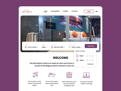 The Hills Hotel Website Redesign branding design figma graphic design indonesia minimal ui uidesign uiux ux