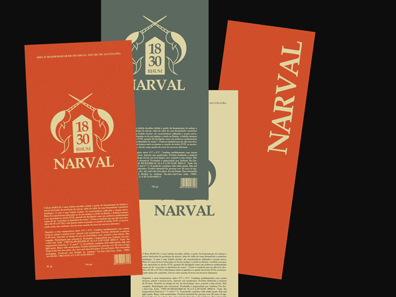 Narval bebida cachaça rótulo logotipo marca branding identidade visual rhum rum narval