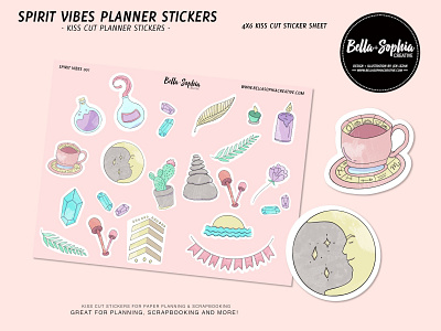 Spirit Vibes Sticker Set design graphic design illustration planner product design sticker stickers