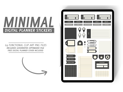 Minimal Digital Sticker Set Designed for Etsy bullet journal design graphic design planner product design