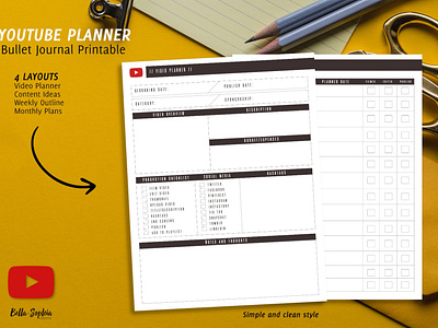 Youtube Content Planner Printable