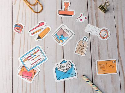 Stationery Inspired Die Cut Stickers design graphic design illustration product design