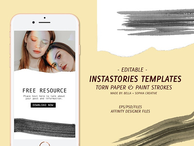 Artsy Torn Paper and Paint Strokes Instastories Template design graphic design instagram stories instagram template social media social media pack